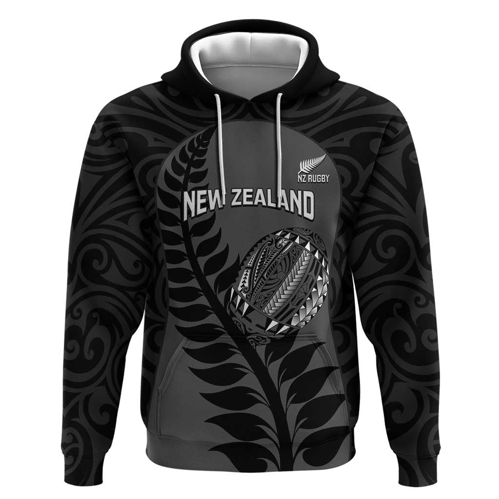 Custom New Zealand Silver Fern Rugby 2025 Zip Hoodie Go Champions Aotearoa Maori Black LT14 Pullover Hoodie Black - Polynesian Pride