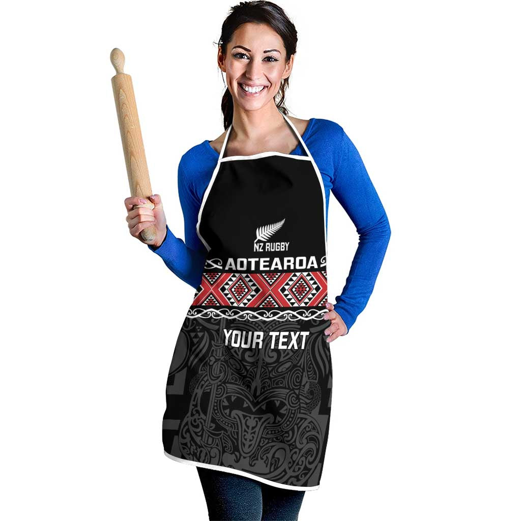 Custom New Zealand Silver Fern Rugby Apron All Black Maori Taniko Pattern - Polynesian Pride