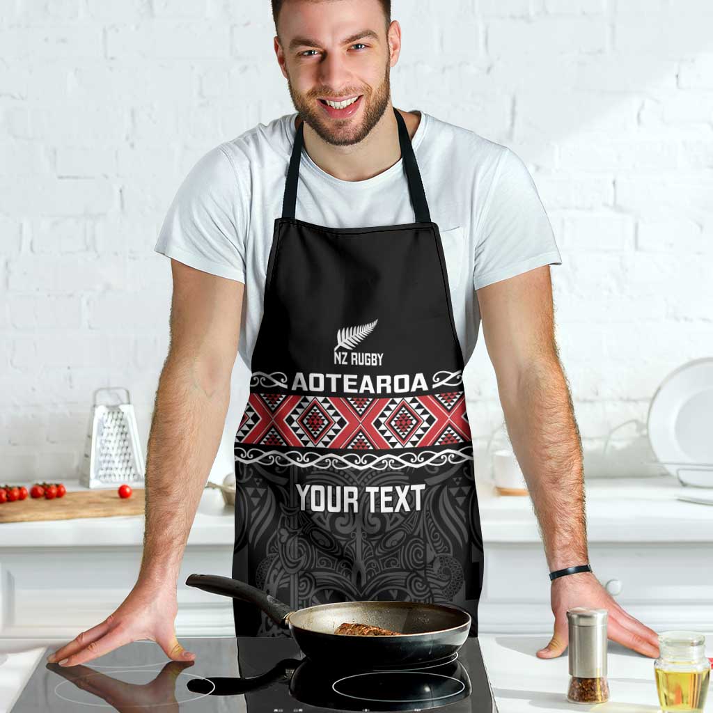Custom New Zealand Silver Fern Rugby Apron All Black Maori Taniko Pattern - Polynesian Pride