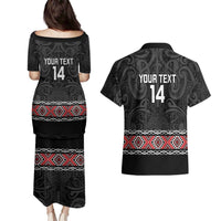 Custom New Zealand Silver Fern Rugby Couples Matching Puletasi and Hawaiian Shirt All Black Maori Taniko Pattern LT14 - Polynesian Pride