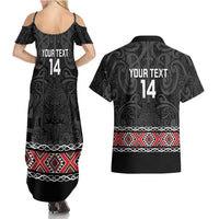 Custom New Zealand Silver Fern Rugby Couples Matching Summer Maxi Dress and Hawaiian Shirt All Black Maori Taniko Pattern LT14 - Polynesian Pride