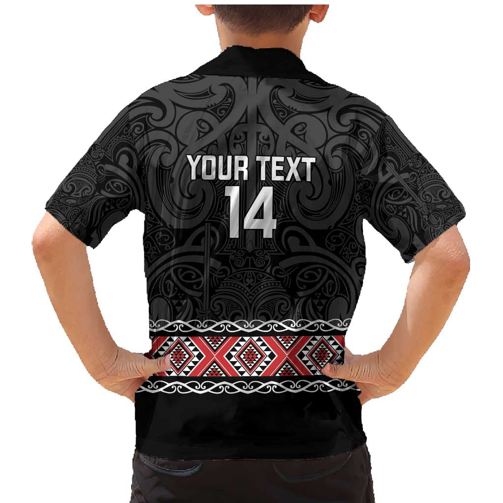 Custom New Zealand Silver Fern Rugby Family Matching Mermaid Dress and Hawaiian Shirt All Black Maori Taniko Pattern LT14 - Polynesian Pride