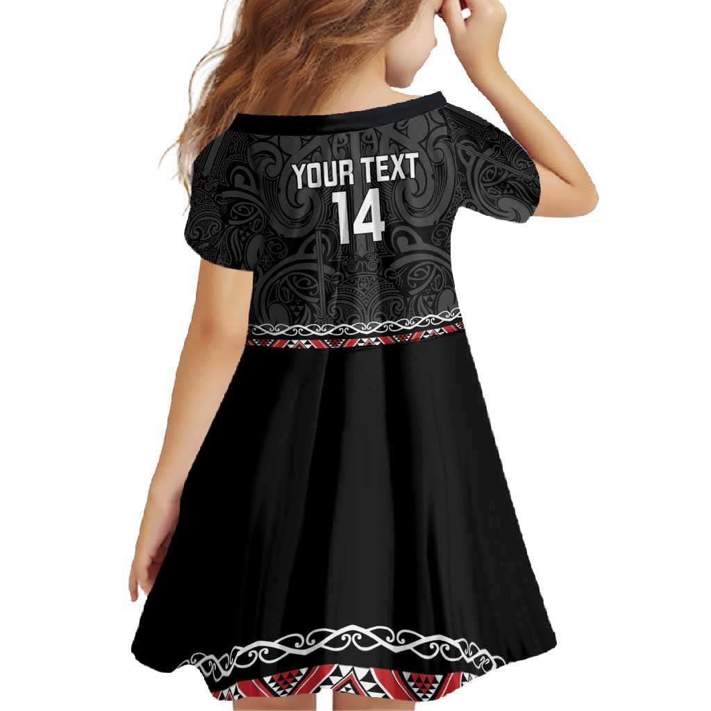 Custom New Zealand Silver Fern Rugby Family Matching Off Shoulder Maxi Dress and Hawaiian Shirt All Black Maori Taniko Pattern LT14 - Polynesian Pride