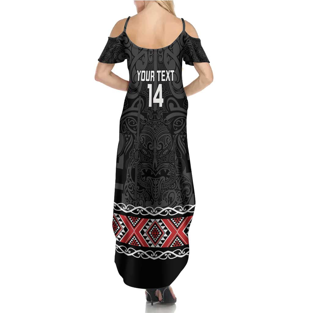 Custom New Zealand Silver Fern Rugby Family Matching Summer Maxi Dress and Hawaiian Shirt All Black Maori Taniko Pattern LT14 - Polynesian Pride