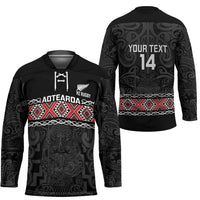 Custom New Zealand Silver Fern Rugby Hockey Jersey All Black Maori Taniko Pattern - Polynesian Pride