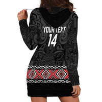 Custom New Zealand Silver Fern Rugby Hoodie Dress All Black Maori Taniko Pattern LT14 - Polynesian Pride