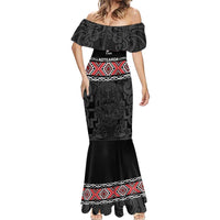 Custom New Zealand Silver Fern Rugby Mermaid Dress All Black Maori Taniko Pattern LT14 - Polynesian Pride
