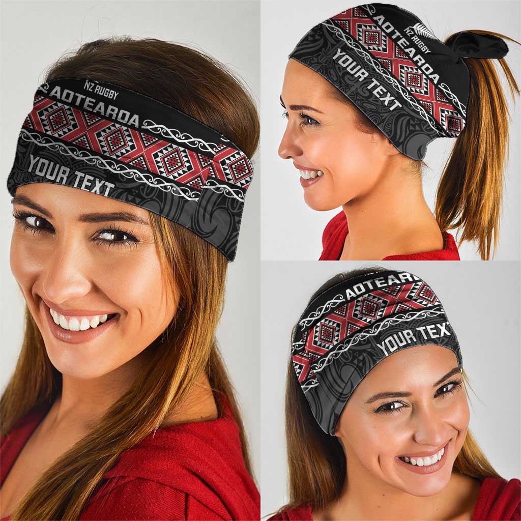 Custom New Zealand Silver Fern Rugby Neck Gaiter All Black Maori Taniko Pattern - Polynesian Pride