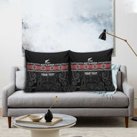 Custom New Zealand Silver Fern Rugby Pillow Cover All Black Maori Taniko Pattern - Polynesian Pride