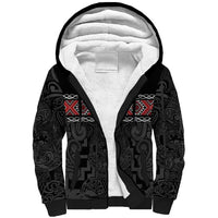 Custom New Zealand Silver Fern Rugby Sherpa Hoodie All Black Maori Taniko Pattern LT14 Unisex Black - Polynesian Pride