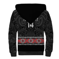 Custom New Zealand Silver Fern Rugby Sherpa Hoodie All Black Maori Taniko Pattern LT14 - Polynesian Pride