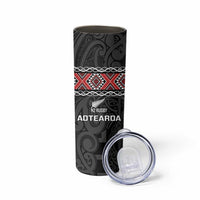 Custom New Zealand Silver Fern Rugby Skinny Tumbler All Black Maori Taniko Pattern LT14 - Polynesian Pride