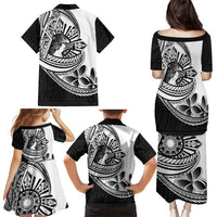 Philippines Eagle Sun Family Matching Puletasi and Hawaiian Shirt Filipino Agila Polynesian Tattoo Black Color LT14 - Polynesian Pride