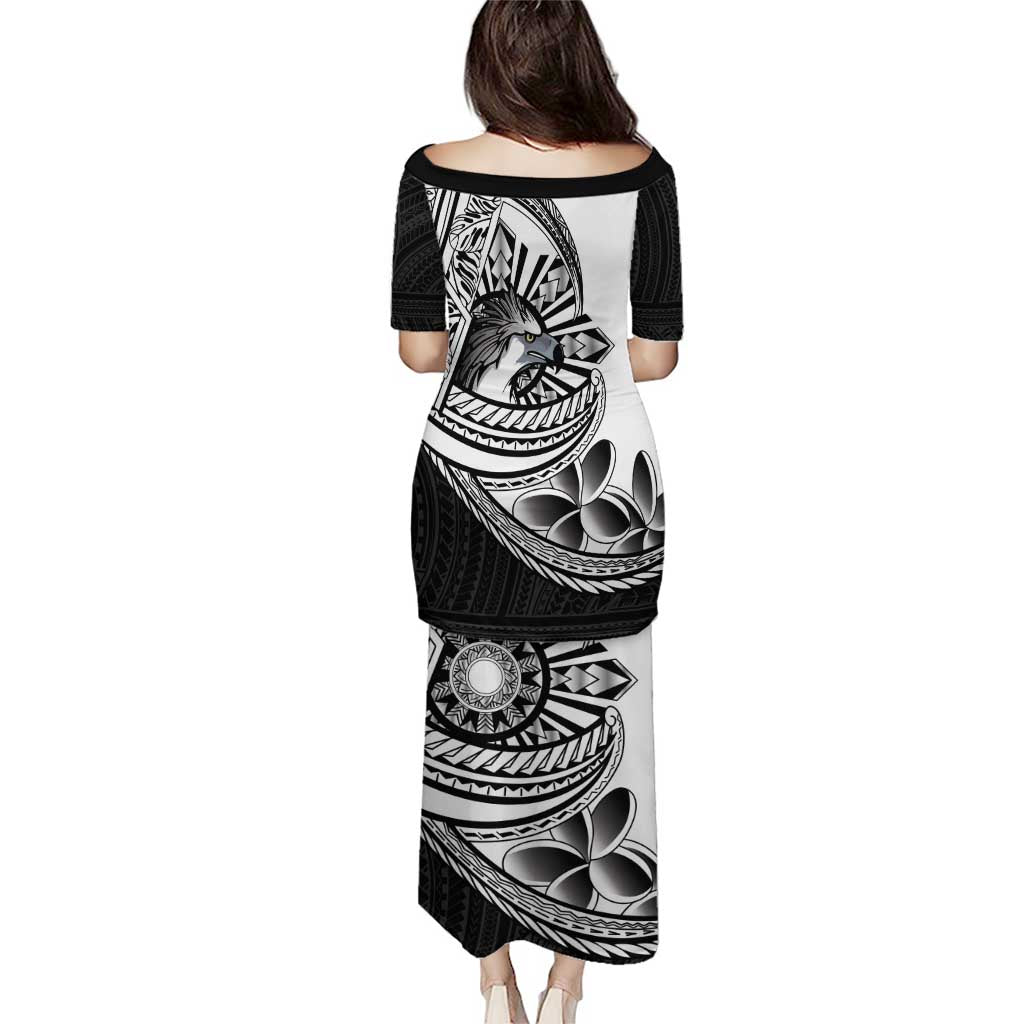 Philippines Eagle Sun Family Matching Puletasi and Hawaiian Shirt Filipino Agila Polynesian Tattoo Black Color LT14 - Polynesian Pride