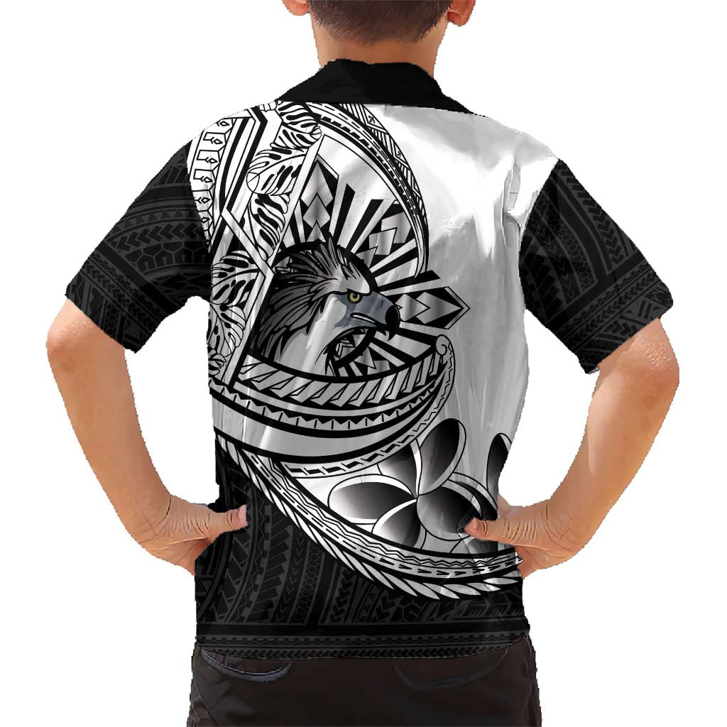 Philippines Eagle Sun Family Matching Summer Maxi Dress and Hawaiian Shirt Filipino Agila Polynesian Tattoo Black Color LT14 - Polynesian Pride