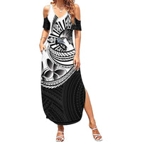 Philippines Eagle Sun Family Matching Summer Maxi Dress and Hawaiian Shirt Filipino Agila Polynesian Tattoo Black Color LT14 Mom's Dress Black - Polynesian Pride