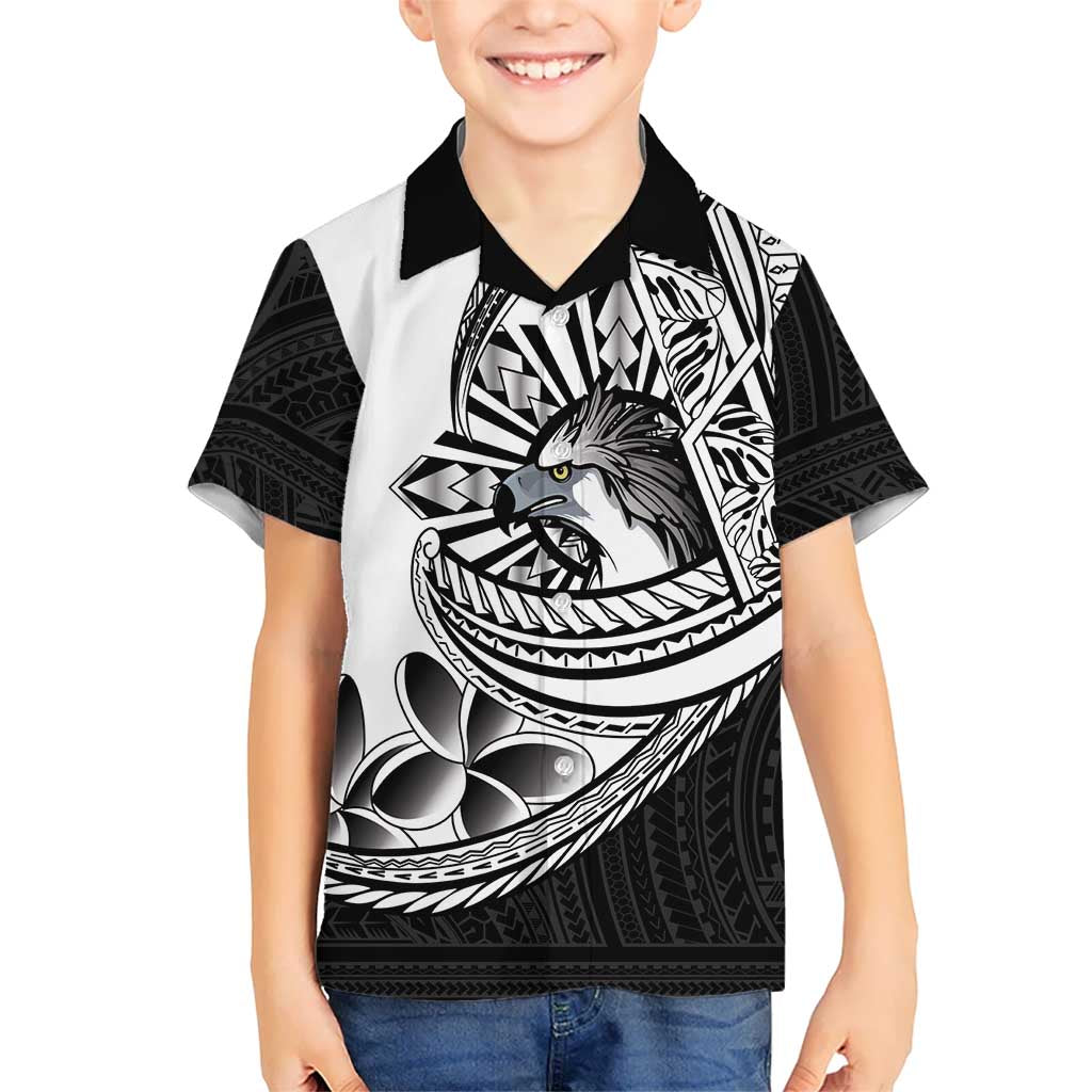 Philippines Eagle Sun Family Matching Summer Maxi Dress and Hawaiian Shirt Filipino Agila Polynesian Tattoo Black Color LT14 Son's Shirt Black - Polynesian Pride