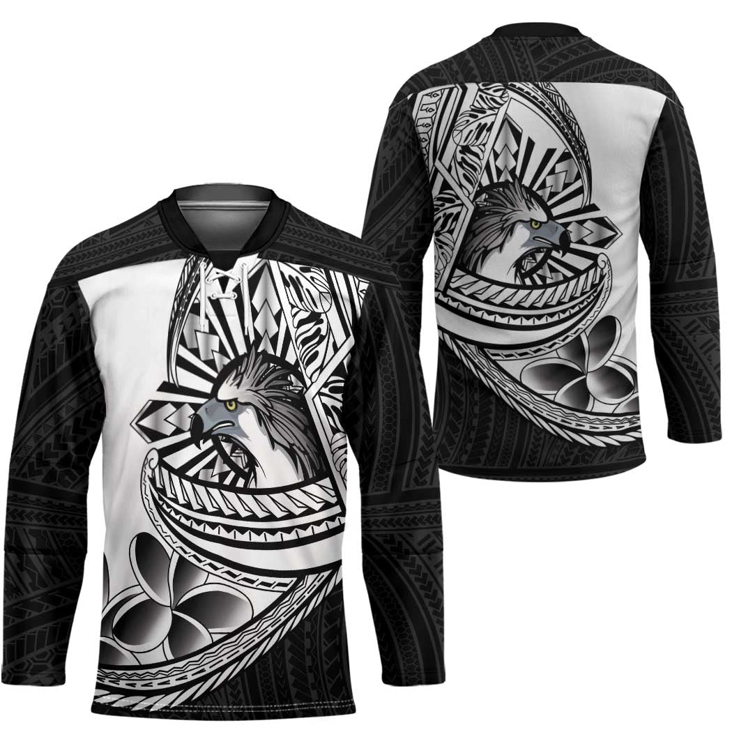 Philippines Eagle Sun Hockey Jersey Filipino Agila Polynesian Tattoo Black Color