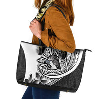 Philippines Eagle Sun Leather Tote Bag Filipino Agila Polynesian Tattoo Black Color