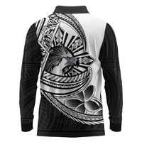 Philippines Eagle Sun Long Sleeve Polo Shirt Filipino Agila Polynesian Tattoo Black Color