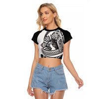 Philippines Eagle Sun Raglan Cropped T Shirt Filipino Agila Polynesian Tattoo Black Color LT14 Female Black - Polynesian Pride