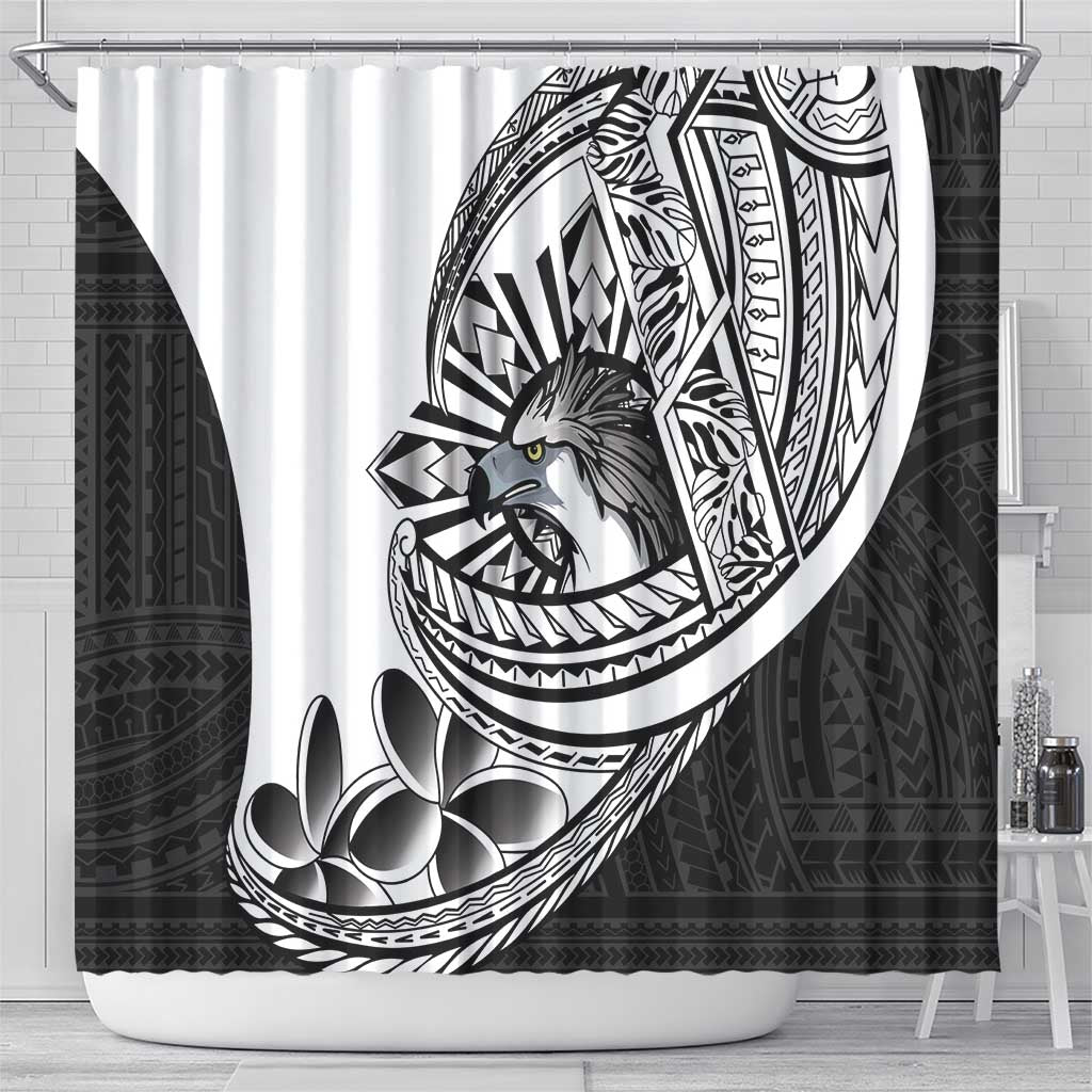 Philippines Eagle Sun Shower Curtain Filipino Agila Polynesian Tattoo Black Color LT14 - Polynesian Pride