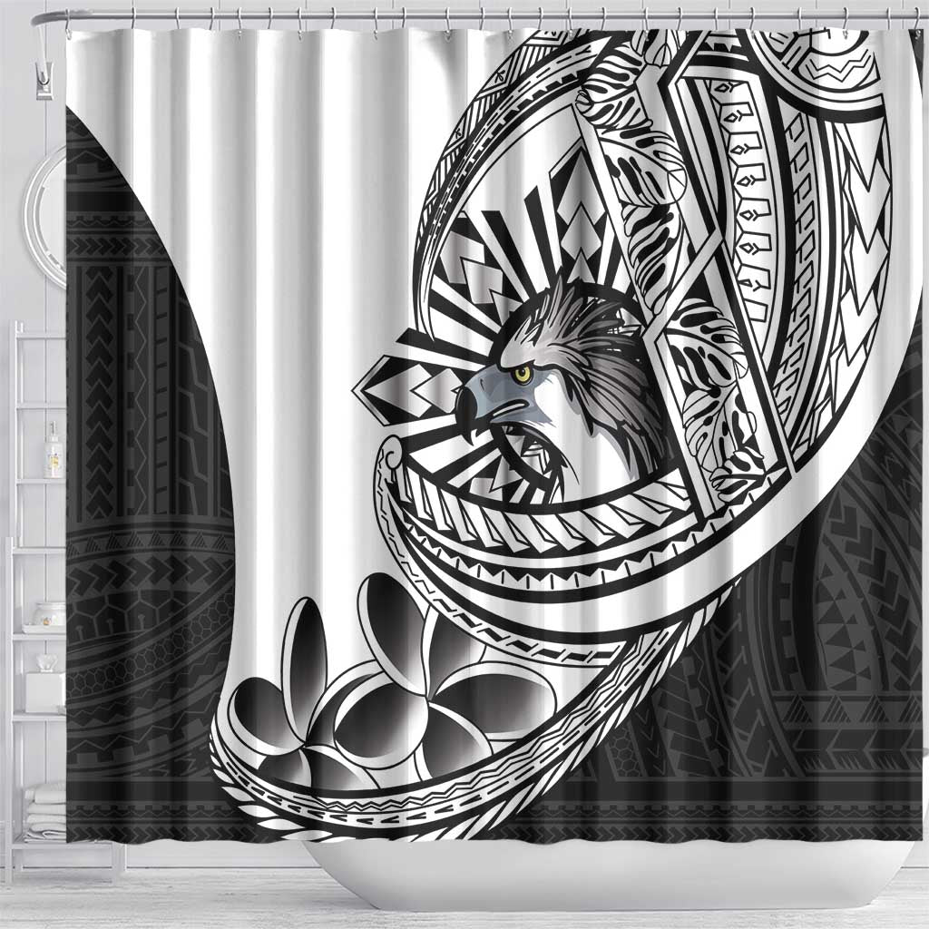 Philippines Eagle Sun Shower Curtain Filipino Agila Polynesian Tattoo Black Color LT14 - Polynesian Pride
