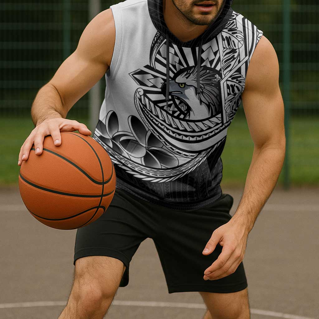 Philippines Eagle Sun Sleeveless Hoodie Filipino Agila Polynesian Tattoo Black Color