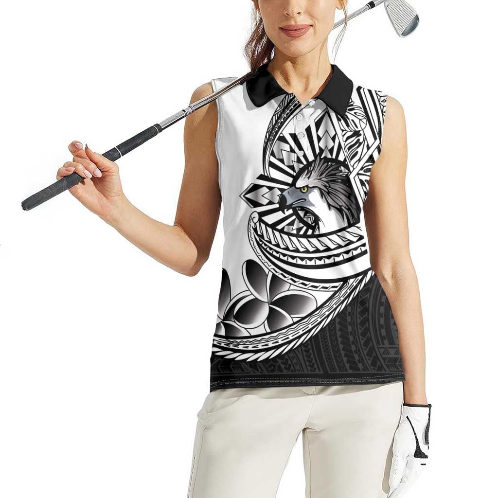 Philippines Eagle Sun Women Sleeveless Polo Shirt Filipino Agila Polynesian Tattoo Black Color LT14 - Polynesian Pride