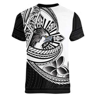 Philippines Eagle Sun Women V-Neck T-Shirt Filipino Agila Polynesian Tattoo Black Color LT14 - Polynesian Pride