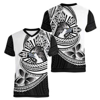 Philippines Eagle Sun Women V-Neck T-Shirt Filipino Agila Polynesian Tattoo Black Color LT14 - Polynesian Pride