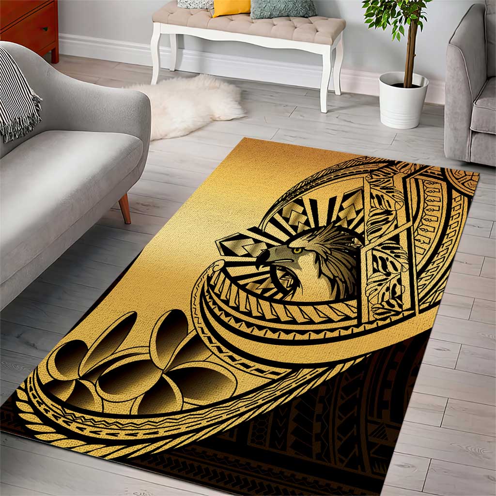 Philippines Eagle Sun Area Rug Filipino Agila Polynesian Tattoo Gold Color