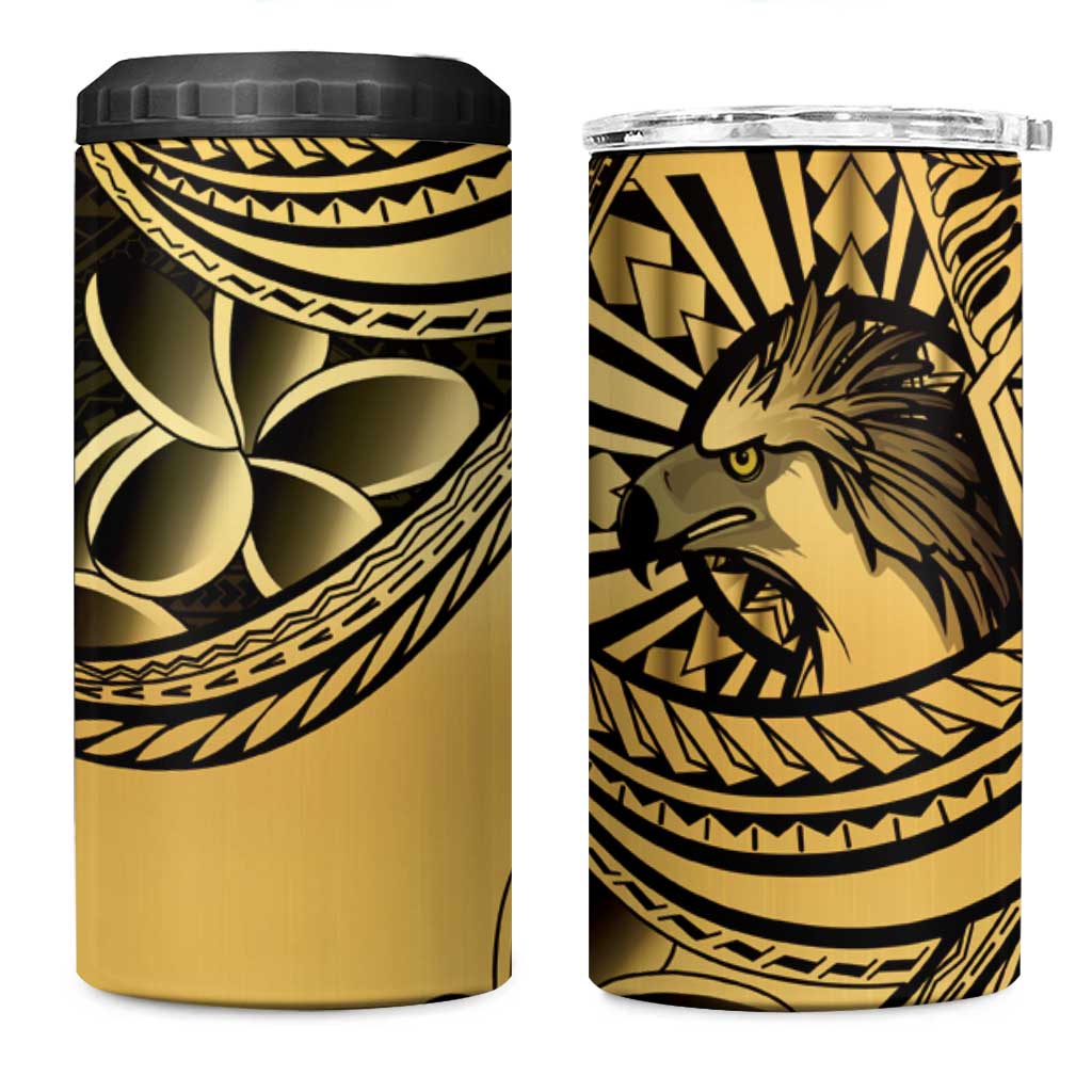 Philippines Eagle Sun 4 in 1 Can Cooler Tumbler Filipino Agila Polynesian Tattoo Gold Color LT14 One Size: 16 oz Gold - Polynesian Pride