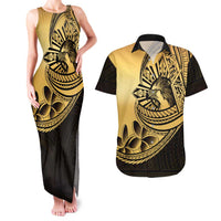 Philippines Eagle Sun Couples Matching Tank Maxi Dress and Hawaiian Shirt Filipino Agila Polynesian Tattoo Gold Color LT14 Gold - Polynesian Pride