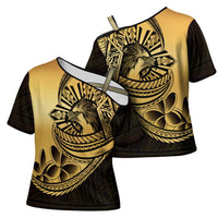 Philippines Eagle Sun Cross Shoulder Shirt Filipino Agila Polynesian Tattoo Gold Color