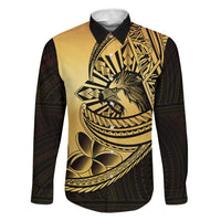 Philippines Eagle Sun Family Matching Off The Shoulder Long Sleeve Dress and Hawaiian Shirt Filipino Agila Polynesian Tattoo Gold Color LT14 Dad's Shirt - Long Sleeve Gold - Polynesian Pride
