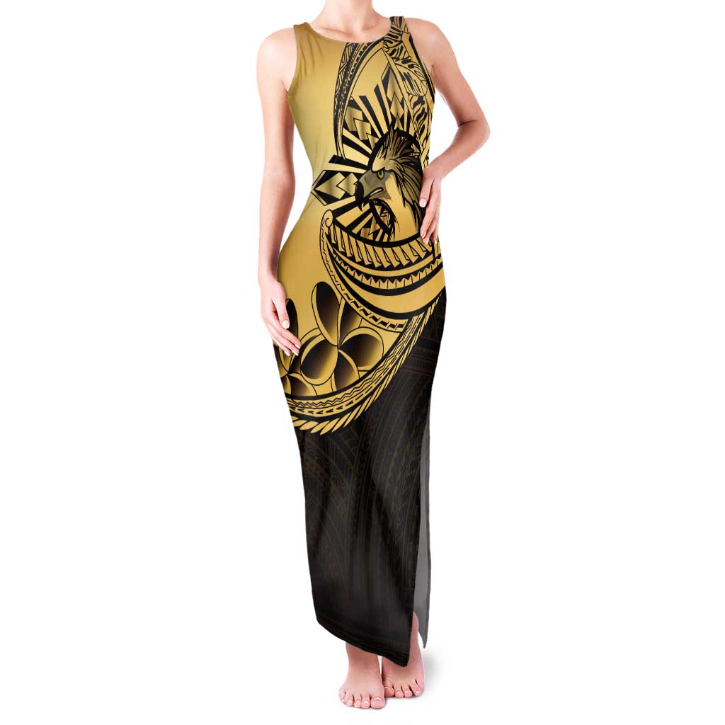 Philippines Eagle Sun Family Matching Tank Maxi Dress and Hawaiian Shirt Filipino Agila Polynesian Tattoo Gold Color LT14 Mom's Dress Gold - Polynesian Pride