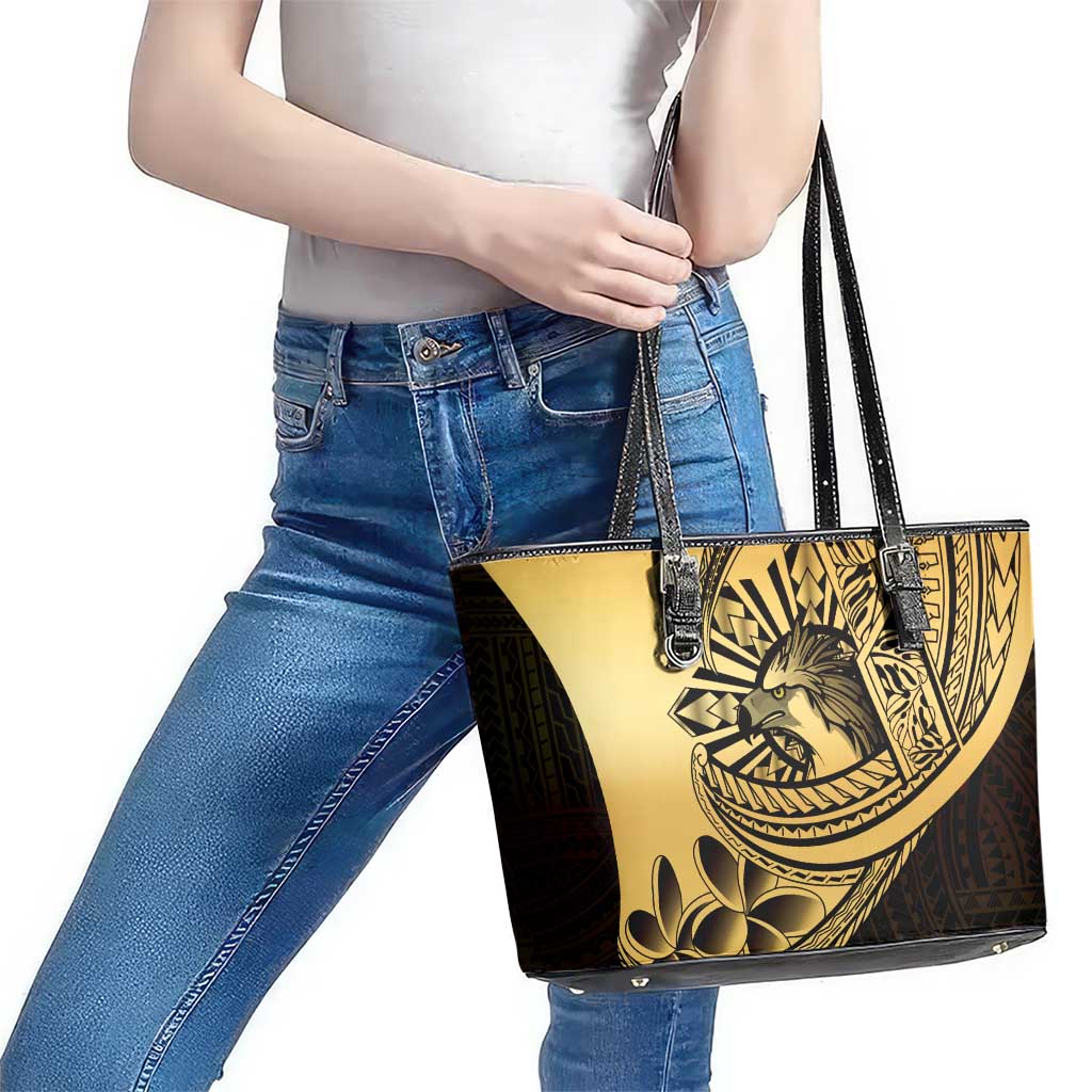 Philippines Eagle Sun Leather Tote Bag Filipino Agila Polynesian Tattoo Gold Color