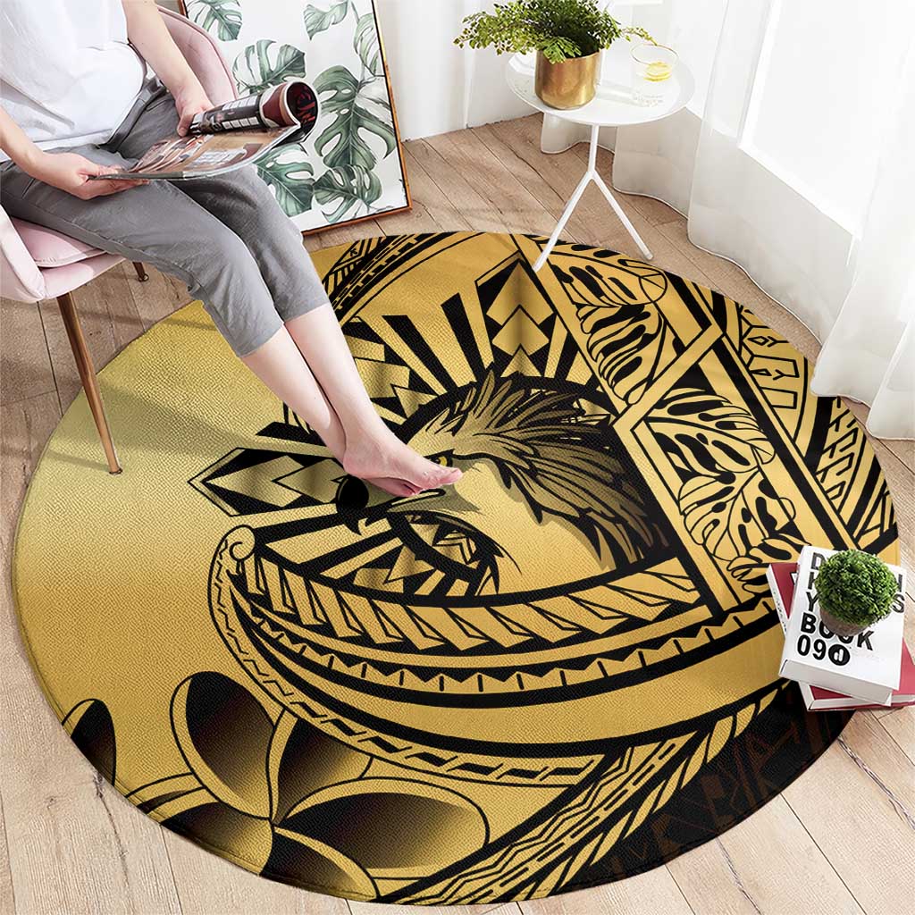 Philippines Eagle Sun Round Carpet Filipino Agila Polynesian Tattoo Gold Color