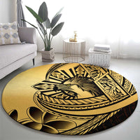 Philippines Eagle Sun Round Carpet Filipino Agila Polynesian Tattoo Gold Color