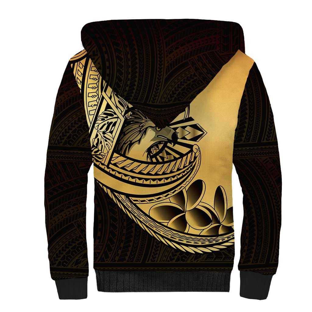 Philippines Eagle Sun Sherpa Hoodie Filipino Agila Polynesian Tattoo Gold Color