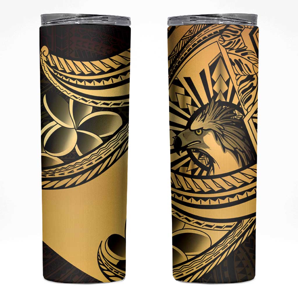 Philippines Eagle Sun Skinny Tumbler Filipino Agila Polynesian Tattoo Gold Color