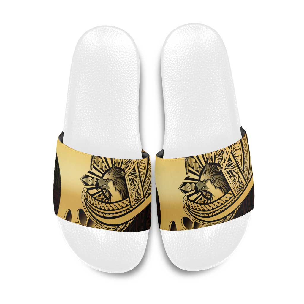 Philippines Eagle Sun Slide Sandals Filipino Agila Polynesian Tattoo Gold Color LT14 Gold - Polynesian Pride