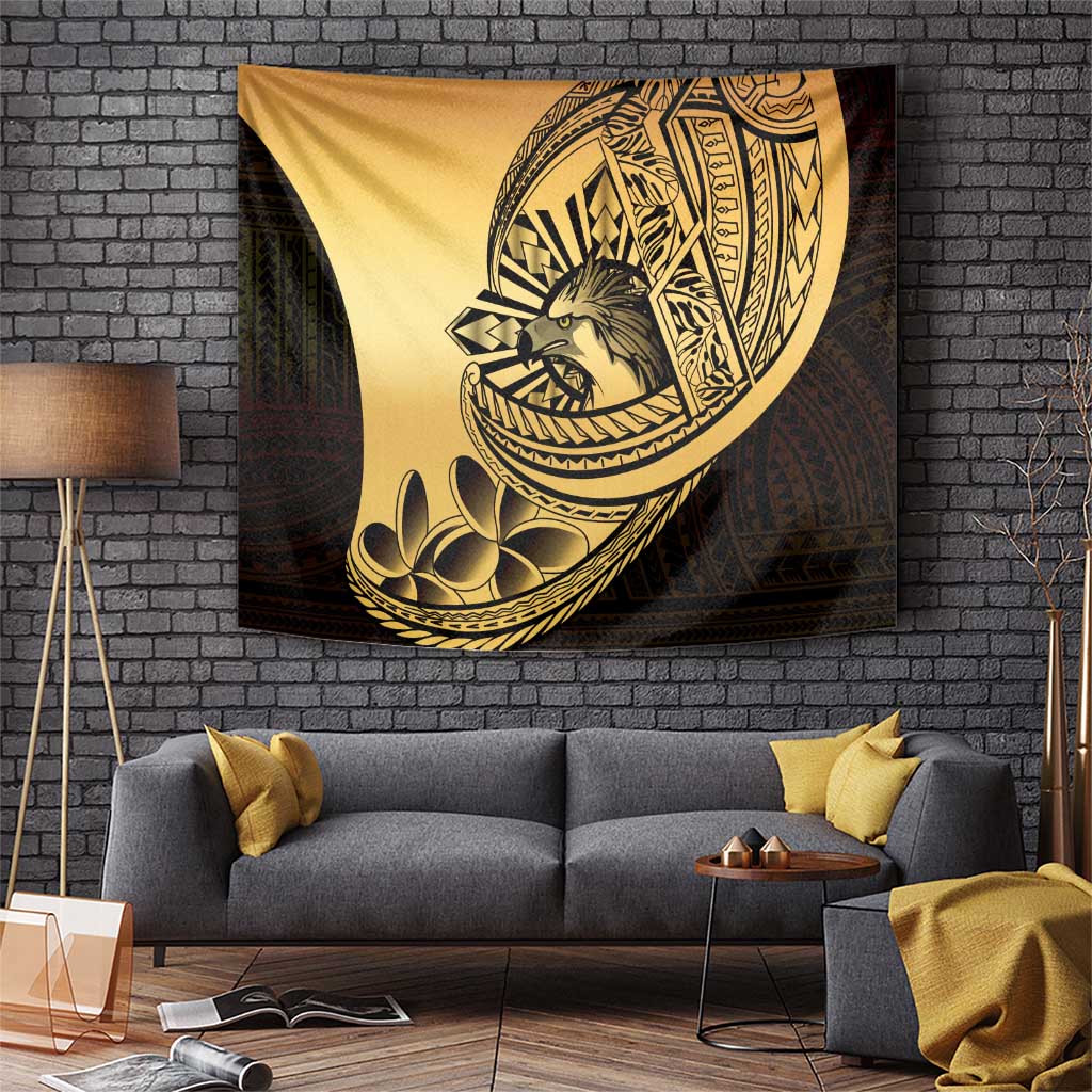 Philippines Eagle Sun Tapestry Filipino Agila Polynesian Tattoo Gold Color