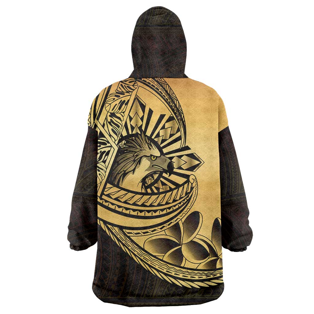Philippines Eagle Sun Wearable Blanket Hoodie Filipino Agila Polynesian Tattoo Gold Color