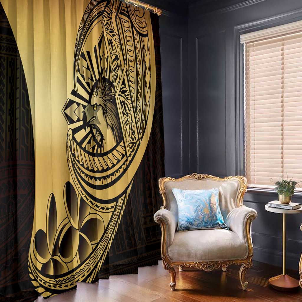 Philippines Eagle Sun Window Curtain Filipino Agila Polynesian Tattoo Gold Color