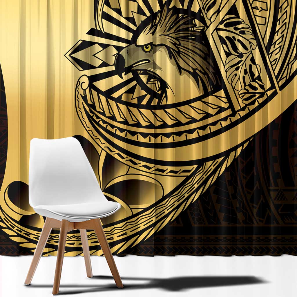 Philippines Eagle Sun Window Curtain Filipino Agila Polynesian Tattoo Gold Color