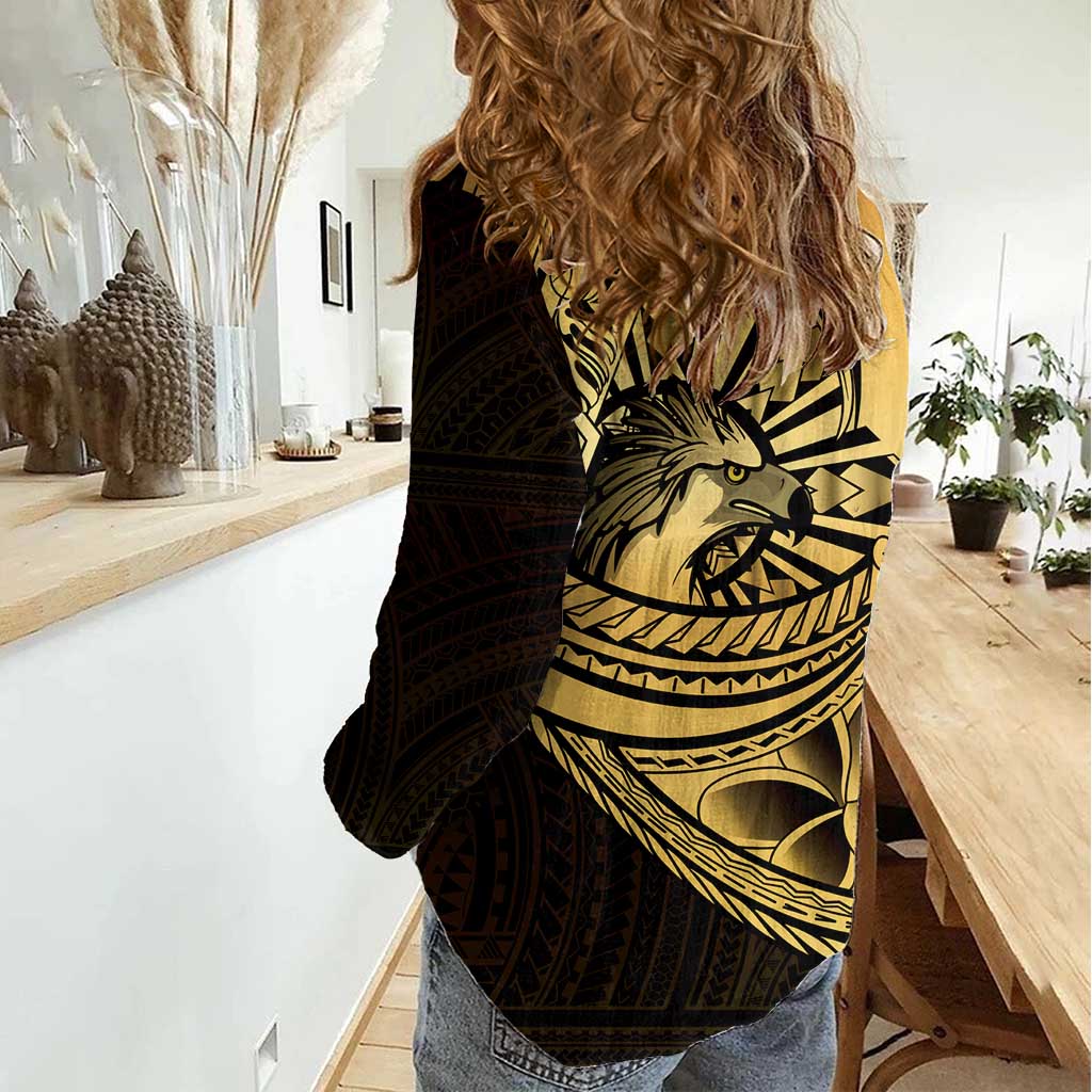 Philippines Eagle Sun Women Casual Shirt Filipino Agila Polynesian Tattoo Gold Color LT14 - Polynesian Pride