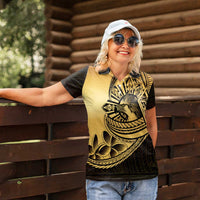 Philippines Eagle Sun Women Polo Shirt Filipino Agila Polynesian Tattoo Gold Color LT14 - Polynesian Pride