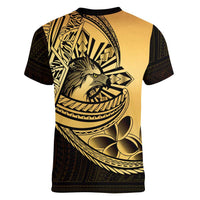 Philippines Eagle Sun Women V-Neck T-Shirt Filipino Agila Polynesian Tattoo Gold Color LT14 - Polynesian Pride